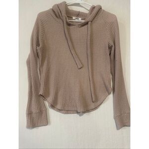 LNA Waffle Knit Hoodie Womens XS Latte Long Sleeve Lightweight